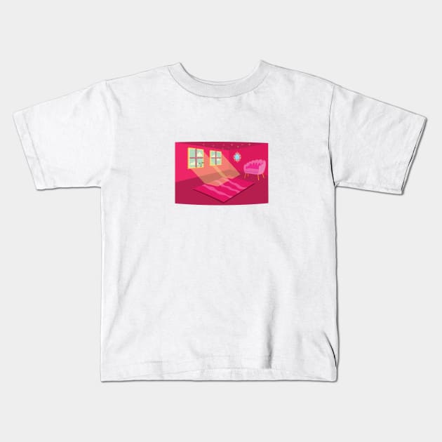 pink room illustration Kids T-Shirt by mirandashow